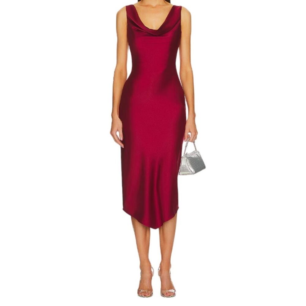 Michael Costello x REVOLVE Kylen Midi Dress in Maroon, Size XL